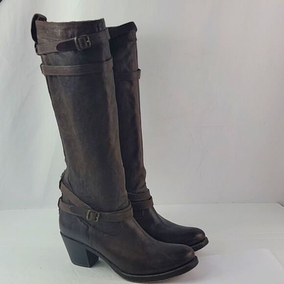 Frye Jane Strappy Leather Tall Heels Moto Boho Women's Boots